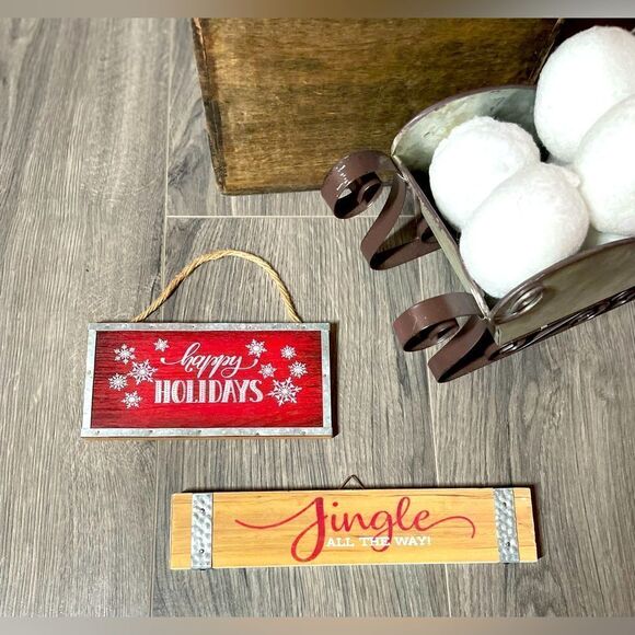2 NEW Christmas Holiday Signs & Plaques Home Decor Set - Picture 1 of 8